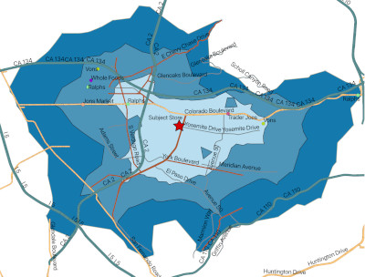 Geographic Drive-time Polygon Map.