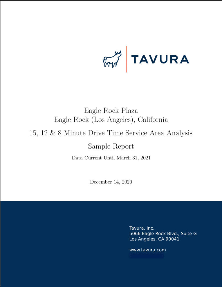 Cover of Eagle Rock Plaza 15-, 12- & 8-Minute Drive Time Service Area Analysis Report.