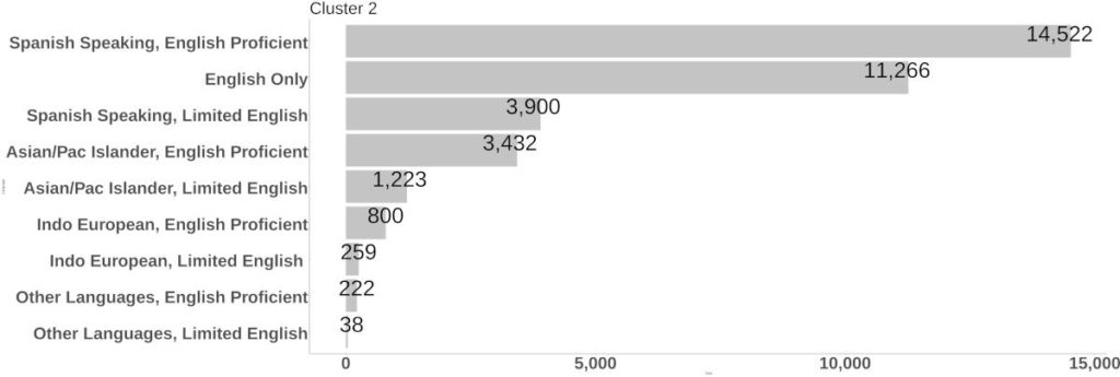 Cluster 2 Language at Home bar graph.