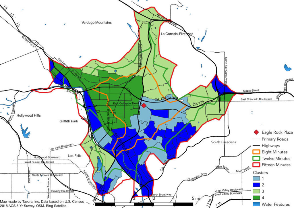 Map of the four market segments or clusters in the service area.